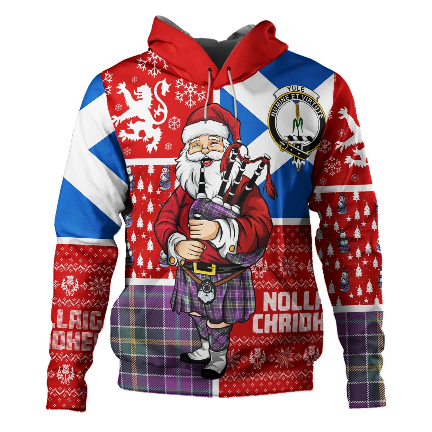 ScotsTee Shop Scottish Yule Weathered Clan Crest Tartan Hoodie Scotland Christmas Santa