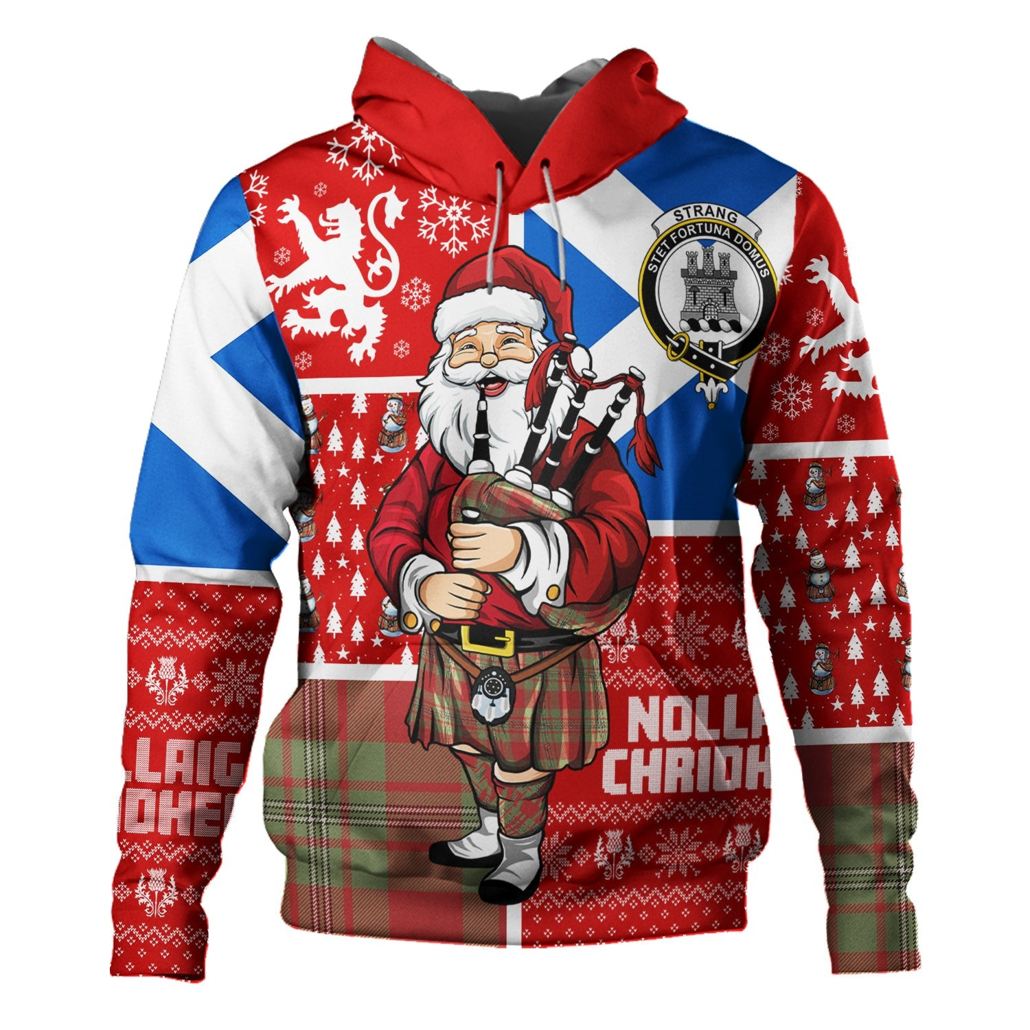 ScotsTee Shop Scottish Strang Weathered Clan Crest Tartan Hoodie Scotland Christmas Santa