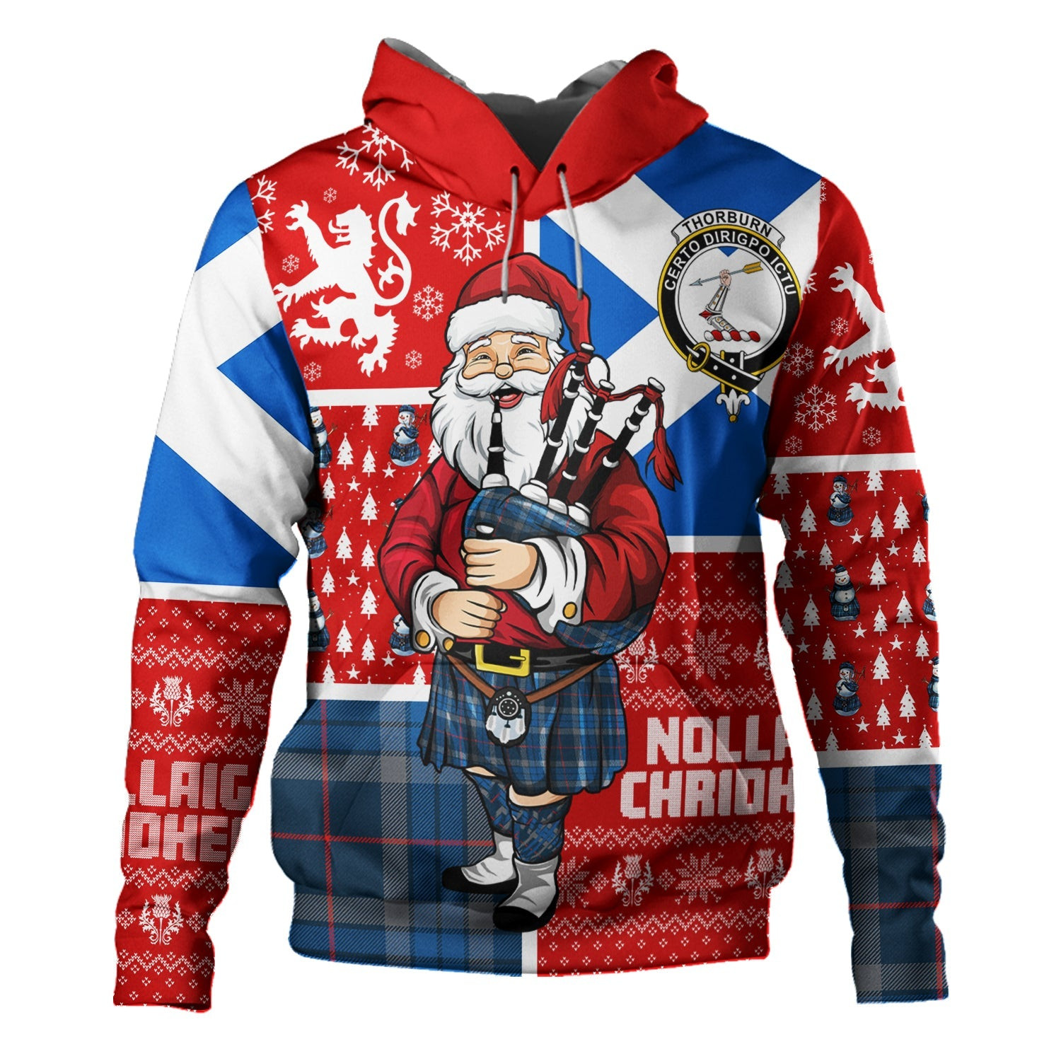 ScotsTee Shop Scottish Thorburn (Thurburn) Modern Clan Crest Tartan Hoodie Scotland Christmas Santa