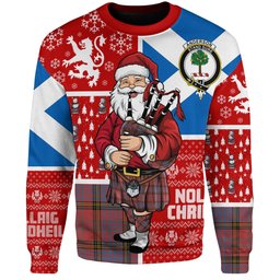 ScotsTee Shop Scottish Anderson of Kinneddar Red Ancient Clan Badge Tartan Ugly Christmas Knitted Sweater Scotland Christmas Santa