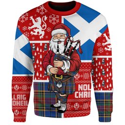 ScotsTee Shop Scottish Beattie Modern Clan Badge Tartan Ugly Christmas Knitted Sweater Scotland Christmas Santa