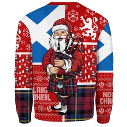 ScotsTee Shop Scottish Aitken Modern Clan Badge Tartan Ugly Christmas Knitted Sweater Scotland Christmas Santa
