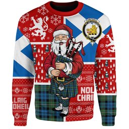 ScotsTee Shop Scottish Campbell of Loudon (Campbell Louden) Ancient 2 Clan Badge Tartan Ugly Christmas Knitted Sweater Scotland Christmas Santa