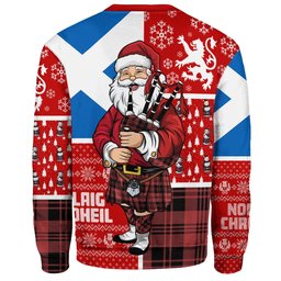ScotsTee Shop Scottish Campbell of Lochlane Ancient 2 Clan Badge Tartan Ugly Christmas Knitted Sweater Scotland Christmas Santa