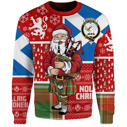 ScotsTee Shop Scottish Brisbane Ancient Clan Badge Tartan Ugly Christmas Knitted Sweater Scotland Christmas Santa