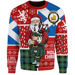 ScotsTee Shop Scottish Campbell of Breadalbane 1819 Ancient 2 Clan Badge Tartan Ugly Christmas Knitted Sweater Scotland Christmas Santa