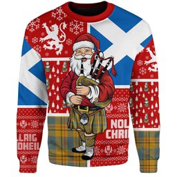 ScotsTee Shop Scottish Carlisle (Carlill) Weathered Clan Badge Tartan Ugly Christmas Knitted Sweater Scotland Christmas Santa