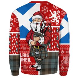 ScotsTee Shop Scottish Campbell of Glenlyon Weathered 2 Clan Badge Tartan Ugly Christmas Knitted Sweater Scotland Christmas Santa