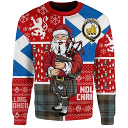 ScotsTee Shop Scottish Campbell of Glenlyon Weathered 2 Clan Badge Tartan Ugly Christmas Knitted Sweater Scotland Christmas Santa