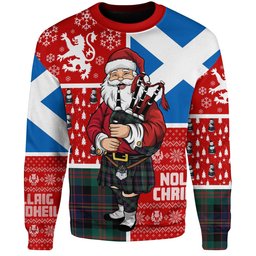 ScotsTee Shop Scottish Cameron of Erracht #3 Modern 2 Clan Badge Tartan Ugly Christmas Knitted Sweater Scotland Christmas Santa