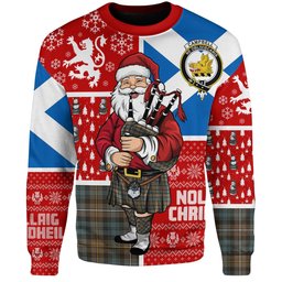 ScotsTee Shop Scottish Campbell of Argyll Weathered 2 Clan Badge Tartan Ugly Christmas Knitted Sweater Scotland Christmas Santa