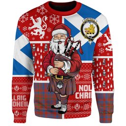 ScotsTee Shop Scottish Campbell of Loudon Plaid Ancient 2 Clan Badge Tartan Ugly Christmas Knitted Sweater Scotland Christmas Santa