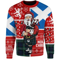 ScotsTee Shop Scottish Campbell of Loudon (Campbell Louden) Modern 2 Clan Badge Tartan Ugly Christmas Knitted Sweater Scotland Christmas Santa
