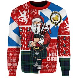 ScotsTee Shop Scottish Campbell of Loudon (Campbell Louden) Modern 2 Clan Badge Tartan Ugly Christmas Knitted Sweater Scotland Christmas Santa