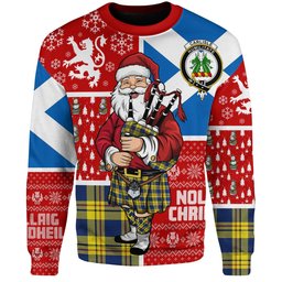 ScotsTee Shop Scottish Carlisle (Carlill) Modern Clan Badge Tartan Ugly Christmas Knitted Sweater Scotland Christmas Santa