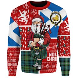ScotsTee Shop Scottish Campbell of Argyll Ancient 2 Clan Badge Tartan Ugly Christmas Knitted Sweater Scotland Christmas Santa
