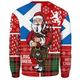 ScotsTee Shop Scottish Blackstock Hunting Modern Clan Badge Tartan Ugly Christmas Knitted Sweater Scotland Christmas Santa