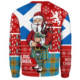ScotsTee Shop Scottish Carlisle (Carlill) Ancient Clan Badge Tartan Ugly Christmas Knitted Sweater Scotland Christmas Santa