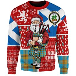 ScotsTee Shop Scottish Carlisle (Carlill) Ancient Clan Badge Tartan Ugly Christmas Knitted Sweater Scotland Christmas Santa