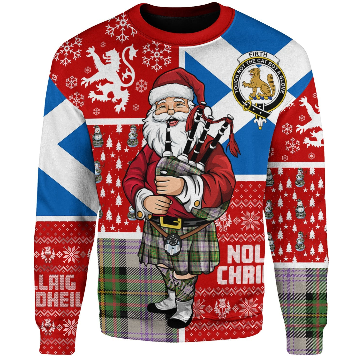 ScotsTee Shop Scottish Firth of Tay (Gillies Dress) Ancient Clan Badge Tartan Ugly Christmas Knitted Sweater Scotland Christmas Santa