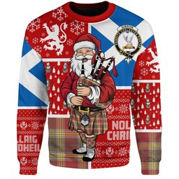 ScotsTee Shop Scottish Gibson (Gibbs) Weathered Clan Badge Tartan Ugly Christmas Knitted Sweater Scotland Christmas Santa