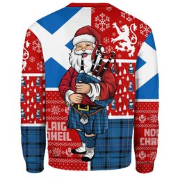ScotsTee Shop Scottish Haney Blue Modern Clan Badge Tartan Ugly Christmas Knitted Sweater Scotland Christmas Santa