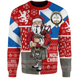 ScotsTee Shop Scottish Cranston Weathered Clan Badge Tartan Ugly Christmas Knitted Sweater Scotland Christmas Santa