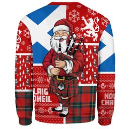 ScotsTee Shop Scottish Cruikshank Modern Clan Badge Tartan Ugly Christmas Knitted Sweater Scotland Christmas Santa