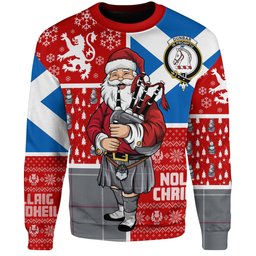 ScotsTee Shop Scottish Dunbar of Pitgaveny Clan Badge Tartan Ugly Christmas Knitted Sweater Scotland Christmas Santa