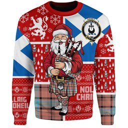 ScotsTee Shop Scottish Haney Dress Ancient Clan Badge Tartan Ugly Christmas Knitted Sweater Scotland Christmas Santa