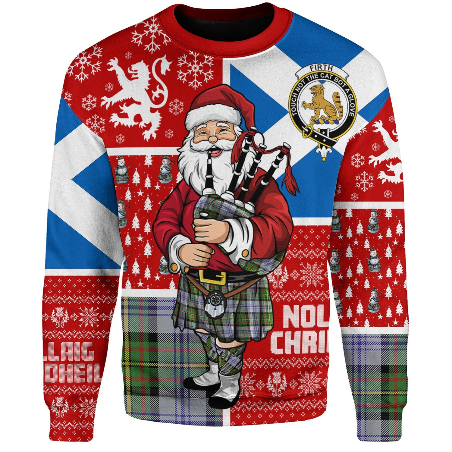ScotsTee Shop Scottish Firth of Tay (Gillies Dress) Modern Clan Badge Tartan Ugly Christmas Knitted Sweater Scotland Christmas Santa
