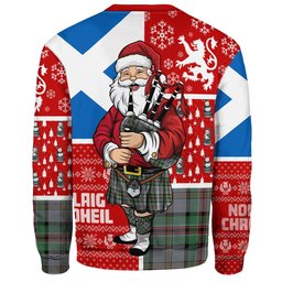 ScotsTee Shop Scottish Dinwoodie Ancient Clan Badge Tartan Ugly Christmas Knitted Sweater Scotland Christmas Santa