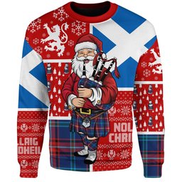 ScotsTee Shop Scottish Glenn Modern Clan Badge Tartan Ugly Christmas Knitted Sweater Scotland Christmas Santa
