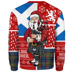 ScotsTee Shop Scottish Gillies Modern Clan Badge Tartan Ugly Christmas Knitted Sweater Scotland Christmas Santa