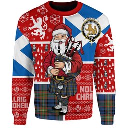 ScotsTee Shop Scottish Gillies Modern Clan Badge Tartan Ugly Christmas Knitted Sweater Scotland Christmas Santa