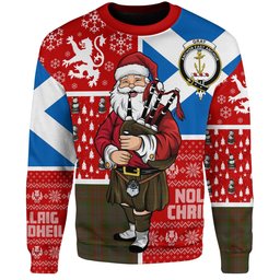 ScotsTee Shop Scottish Gray Clan Badge Tartan Ugly Christmas Knitted Sweater Scotland Christmas Santa