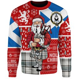 ScotsTee Shop Scottish Haney Weathered Clan Badge Tartan Ugly Christmas Knitted Sweater Scotland Christmas Santa