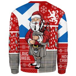 ScotsTee Shop Scottish Halliday (Holliday) Weathered Clan Badge Tartan Ugly Christmas Knitted Sweater Scotland Christmas Santa
