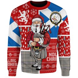 ScotsTee Shop Scottish Halliday (Holliday) Weathered Clan Badge Tartan Ugly Christmas Knitted Sweater Scotland Christmas Santa