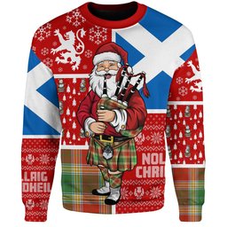 ScotsTee Shop Scottish Gibson (Gibbs) Ancient Clan Badge Tartan Ugly Christmas Knitted Sweater Scotland Christmas Santa