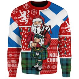 ScotsTee Shop Scottish Dundas Ancient Clan Badge Tartan Ugly Christmas Knitted Sweater Scotland Christmas Santa