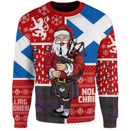 ScotsTee Shop Scottish Ferguson of Balquhidder Weathered Clan Badge Tartan Ugly Christmas Knitted Sweater Scotland Christmas Santa