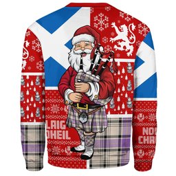 ScotsTee Shop Scottish Haney Ancient Clan Badge Tartan Ugly Christmas Knitted Sweater Scotland Christmas Santa