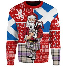ScotsTee Shop Scottish Haney Ancient Clan Badge Tartan Ugly Christmas Knitted Sweater Scotland Christmas Santa