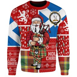ScotsTee Shop Scottish Gibson (Gibbs) Modern Clan Badge Tartan Ugly Christmas Knitted Sweater Scotland Christmas Santa