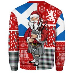 ScotsTee Shop Scottish Halliday (Holliday) Modern Clan Badge Tartan Ugly Christmas Knitted Sweater Scotland Christmas Santa