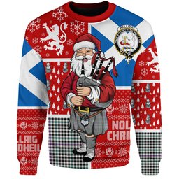 ScotsTee Shop Scottish Halliday (Holliday) Modern Clan Badge Tartan Ugly Christmas Knitted Sweater Scotland Christmas Santa