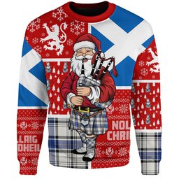 ScotsTee Shop Scottish Haney Modern Clan Badge Tartan Ugly Christmas Knitted Sweater Scotland Christmas Santa