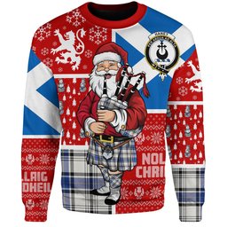 ScotsTee Shop Scottish Haney Modern Clan Badge Tartan Ugly Christmas Knitted Sweater Scotland Christmas Santa