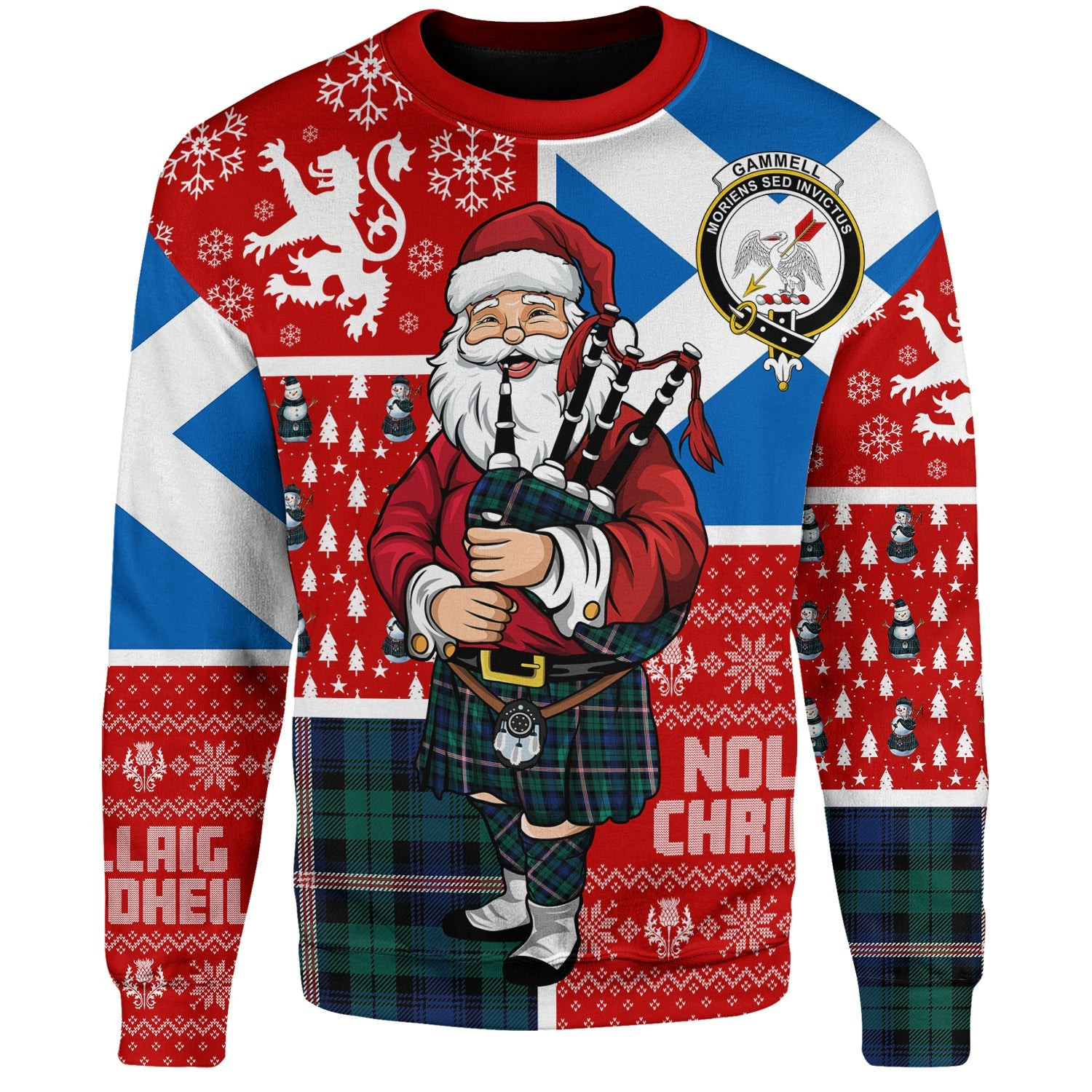 ScotsTee Shop Scottish Gammell Modern Clan Badge Tartan Ugly Christmas Knitted Sweater Scotland Christmas Santa